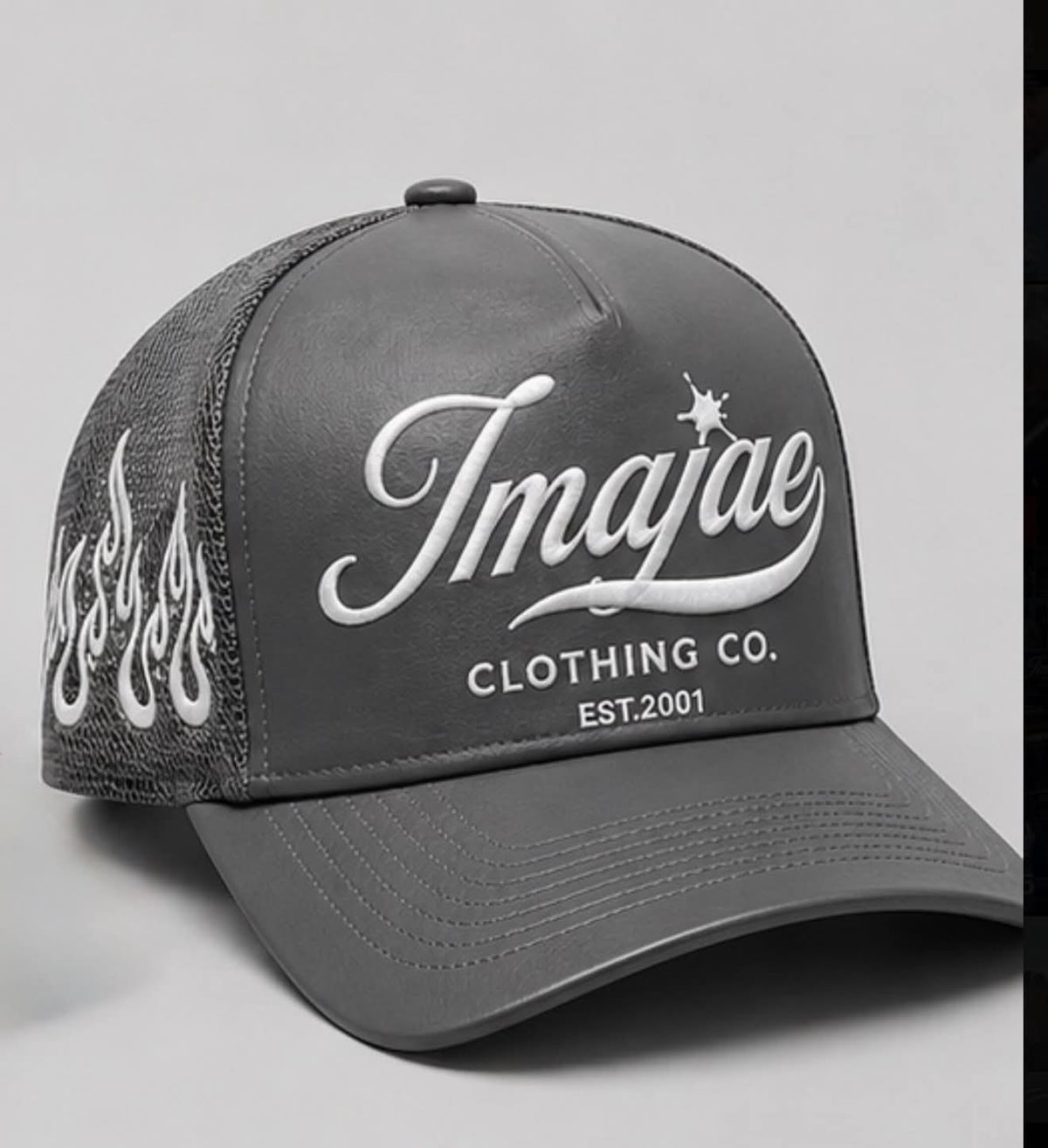 IMAJAE SIGNUATUERE PU LEATHER DESIGNER TRUCKER HATS