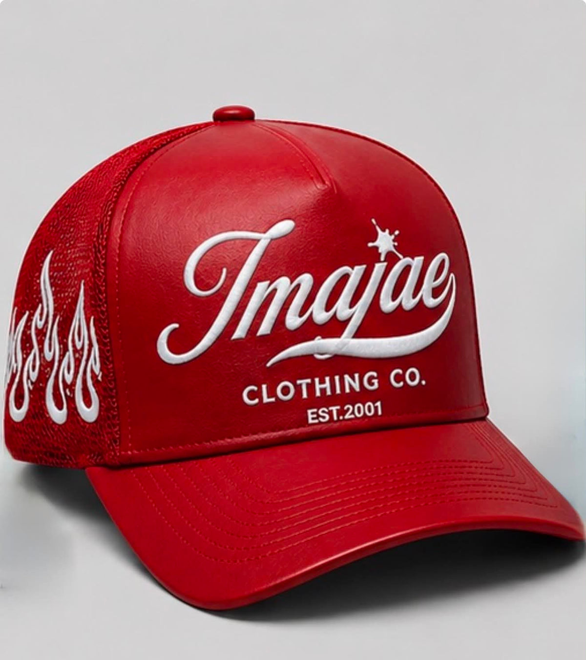 IMAJAE SIGNUATUERE PU LEATHER DESIGNER TRUCKER HATS