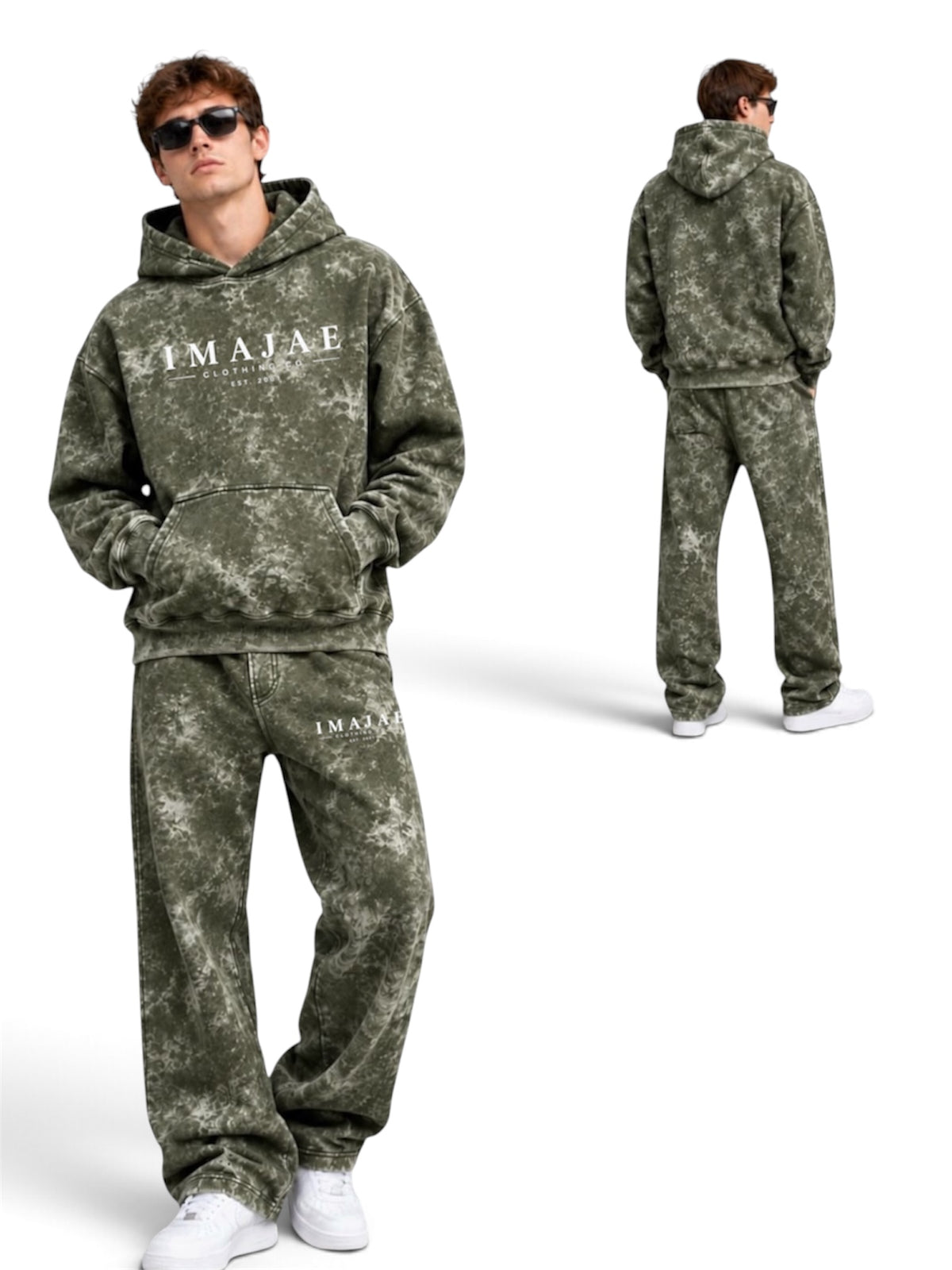 IMAJAE OVERSIZED ACID WASHED HOODIE SWEATSUIT