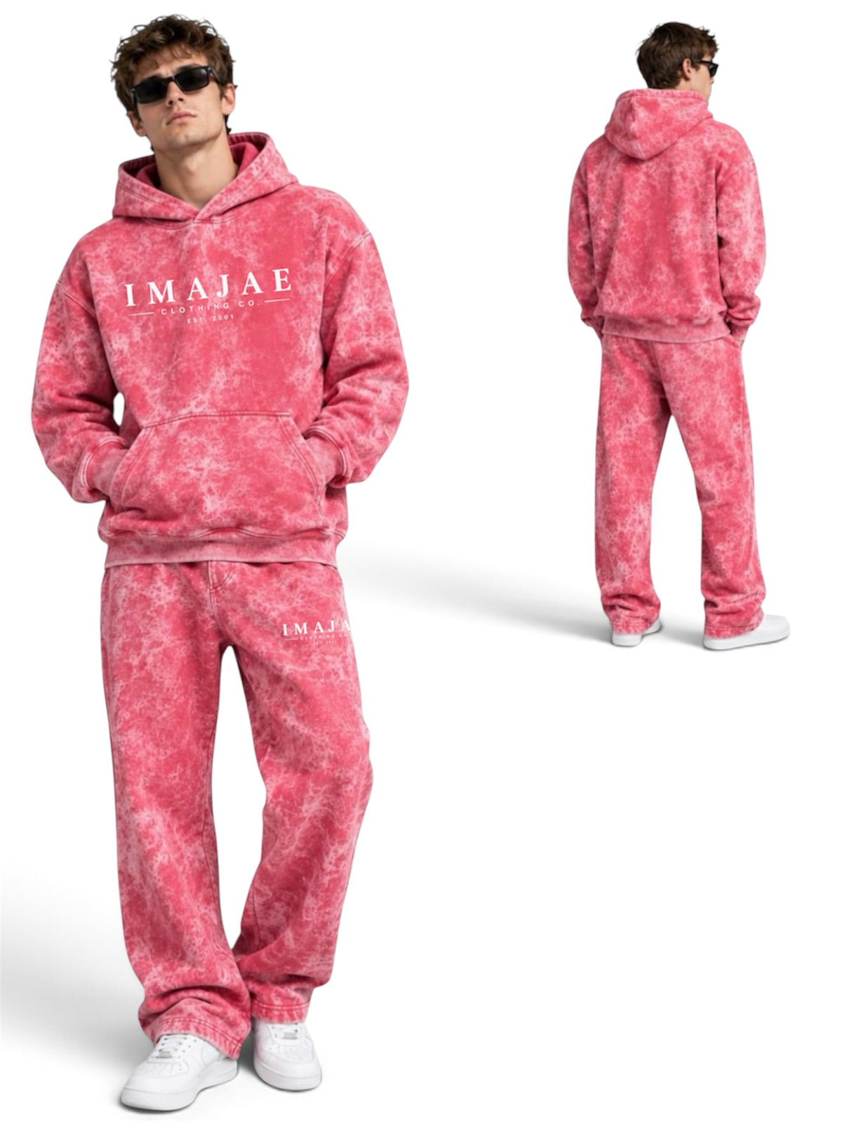 IMAJAE OVERSIZED ACID WASHED HOODIE SWEATSUIT
