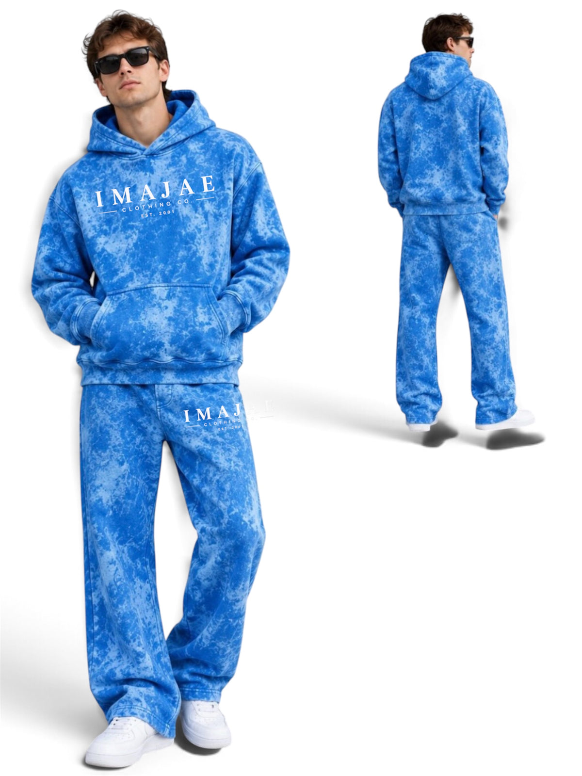 IMAJAE OVERSIZED ACID WASHED HOODIE SWEATSUIT