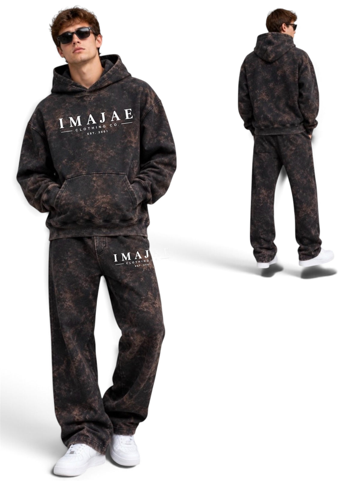 IMAJAE OVERSIZED ACID WASHED HOODIE SWEATSUIT